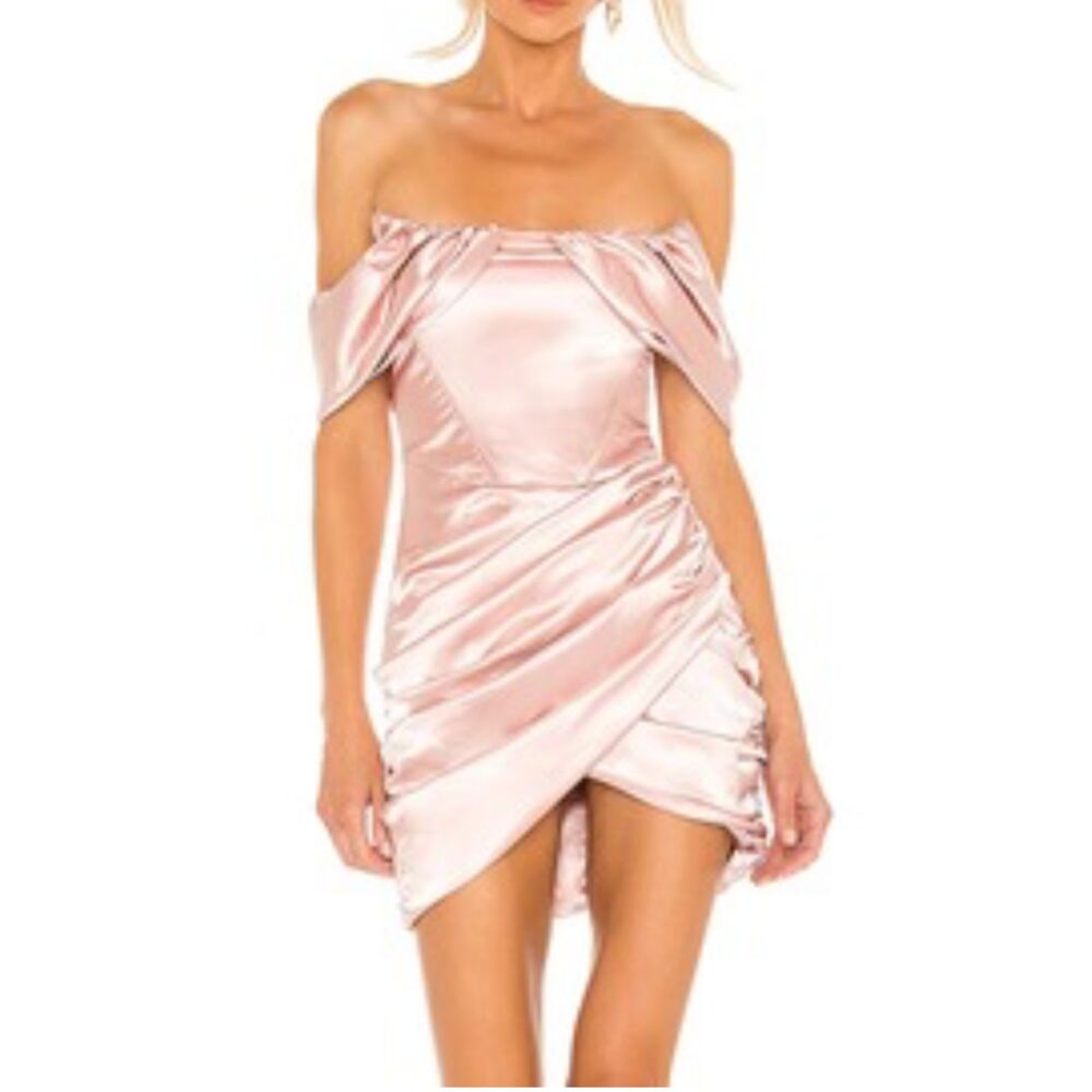 LEAU Divine Satin Corset Mini Dress Peachy Pink Size Small New With Tags